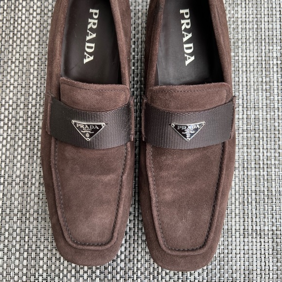 Men’s “Prada” Brown Suede Slip-On Loafers - Picture 1 of 5